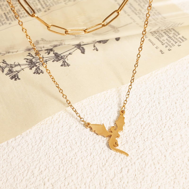 Flvkev Dragon Necklace for Women Train Dragon Pendant Gold Necklaces Jewelry Accessories Gifts - Image 4