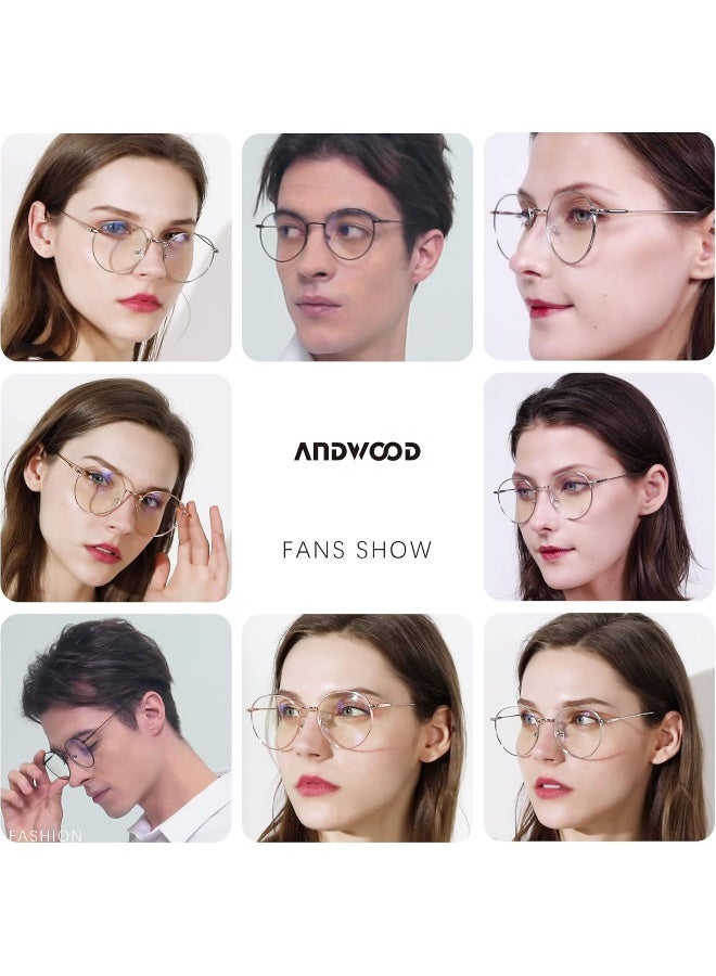 ANDWOOD ANDWOOD Blue Light Blocking Glasses Women Men Computer Small Face Clear Bluelight Blocker Metal Frame Round Gold  - Image 4