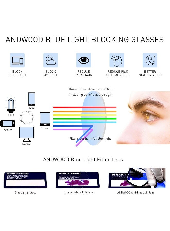 ANDWOOD ANDWOOD Blue Light Blocking Glasses Women Men Computer Small Face Clear Bluelight Blocker Metal Frame Round Gold  - Image 3