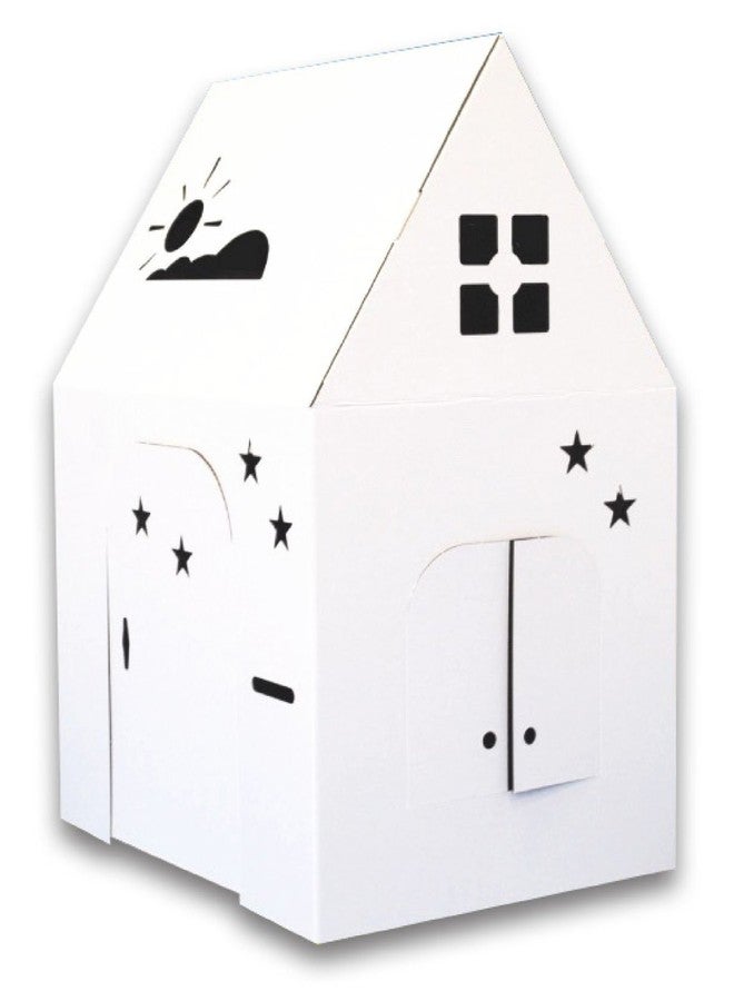 Easy Playhouse - Kids Art and Craft for Indoor and Outdoor Fun, Color, Draw, Doodle on this Blank Canvas - Decorate and Personalize a Cardboard Fort, 34" X 27" X 48" - Made in USA, Age 3+ - Image 1