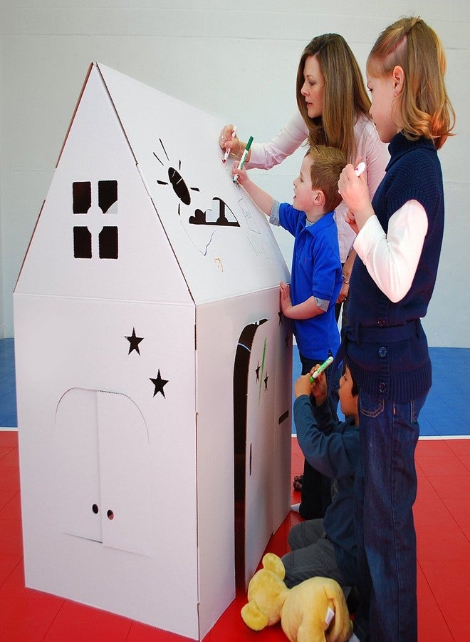 Easy Playhouse - Kids Art and Craft for Indoor and Outdoor Fun, Color, Draw, Doodle on this Blank Canvas - Decorate and Personalize a Cardboard Fort, 34" X 27" X 48" - Made in USA, Age 3+ - Image 2