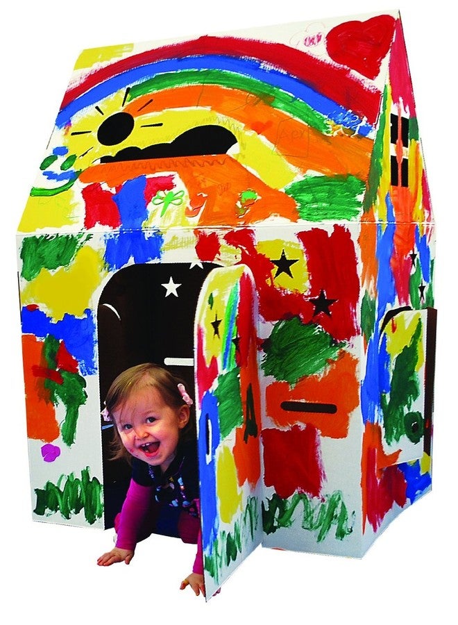 Easy Playhouse - Kids Art and Craft for Indoor and Outdoor Fun, Color, Draw, Doodle on this Blank Canvas - Decorate and Personalize a Cardboard Fort, 34" X 27" X 48" - Made in USA, Age 3+ - Image 4