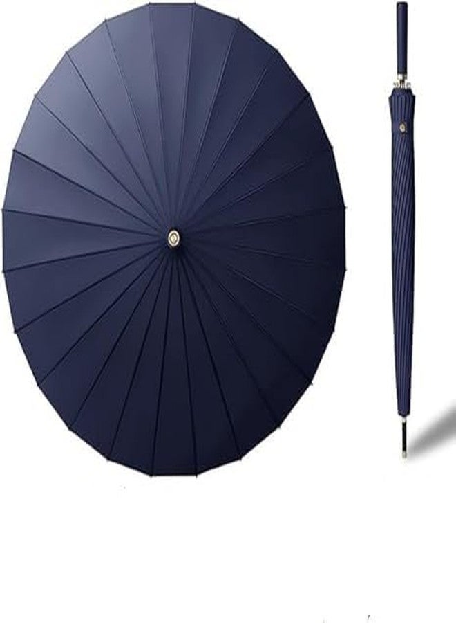 NILKANTH 24 Rib Heavy Duty Windproof Umbrella - Double Layer Canopy, Automatic Open, Large Folding Umbrella for Rain & Sun, UV Protection, Anti-Slip Handle for Men & Women (Navy Blue) - Image 1