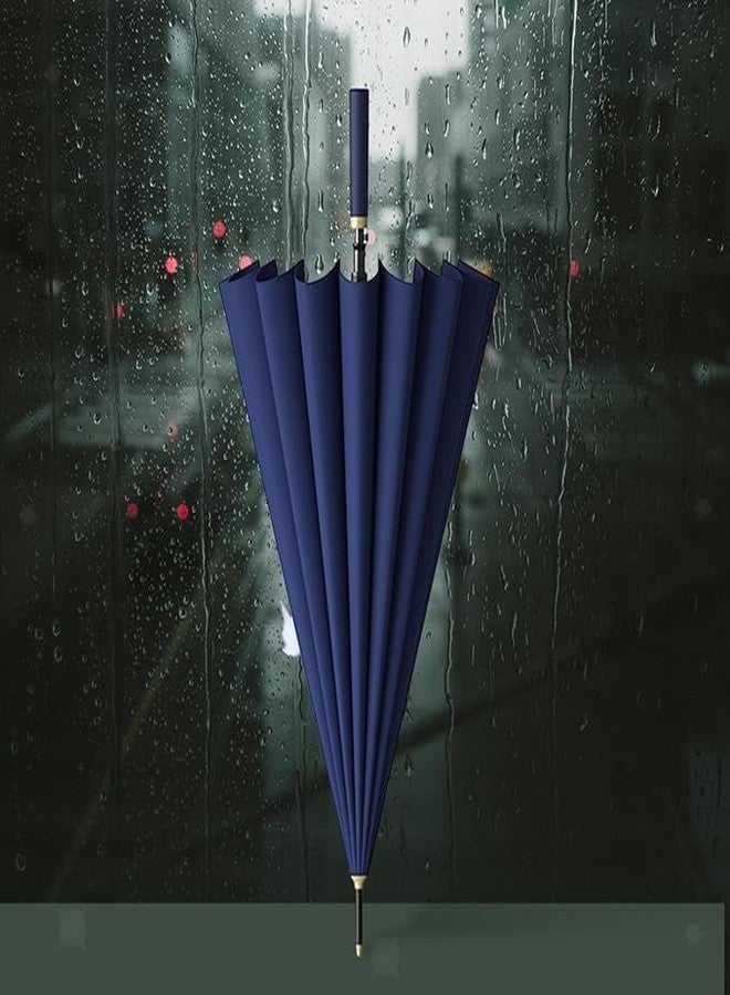 NILKANTH 24 Rib Heavy Duty Windproof Umbrella - Double Layer Canopy, Automatic Open, Large Folding Umbrella for Rain & Sun, UV Protection, Anti-Slip Handle for Men & Women (Navy Blue) - Image 3