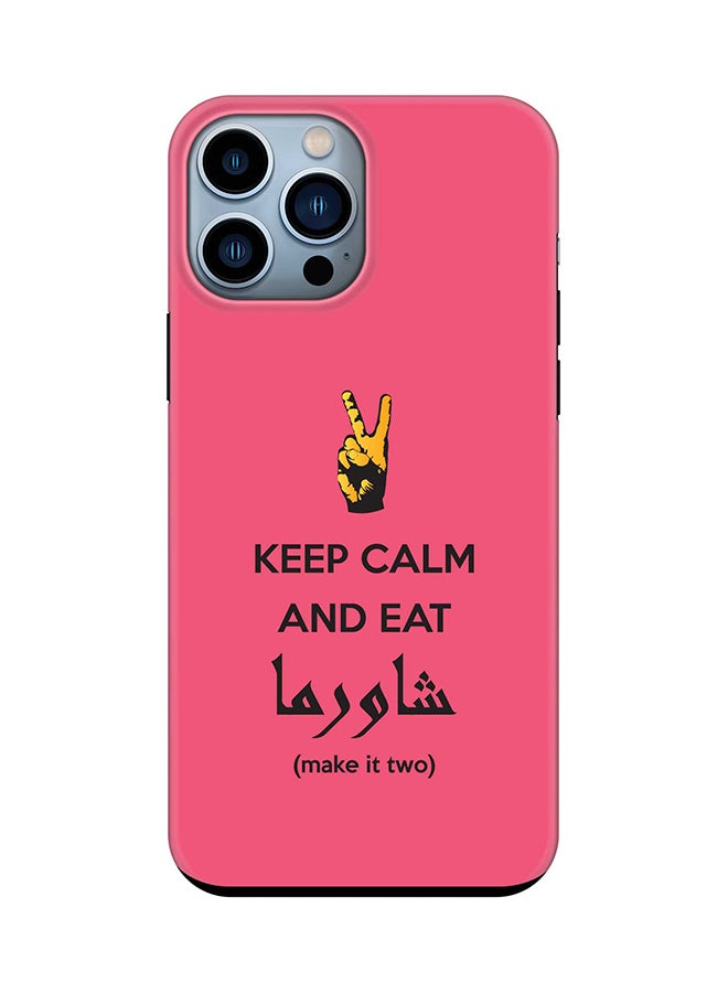 Stylizedd Tough Pro Series Case for Apple iPhone 14 Pro Max Dual Layer hybrid PC&TPU Customized Mobile Cover Shield with inner TPU protection Matte Finish-Keep Calm And Eat Shawarma(Pink)