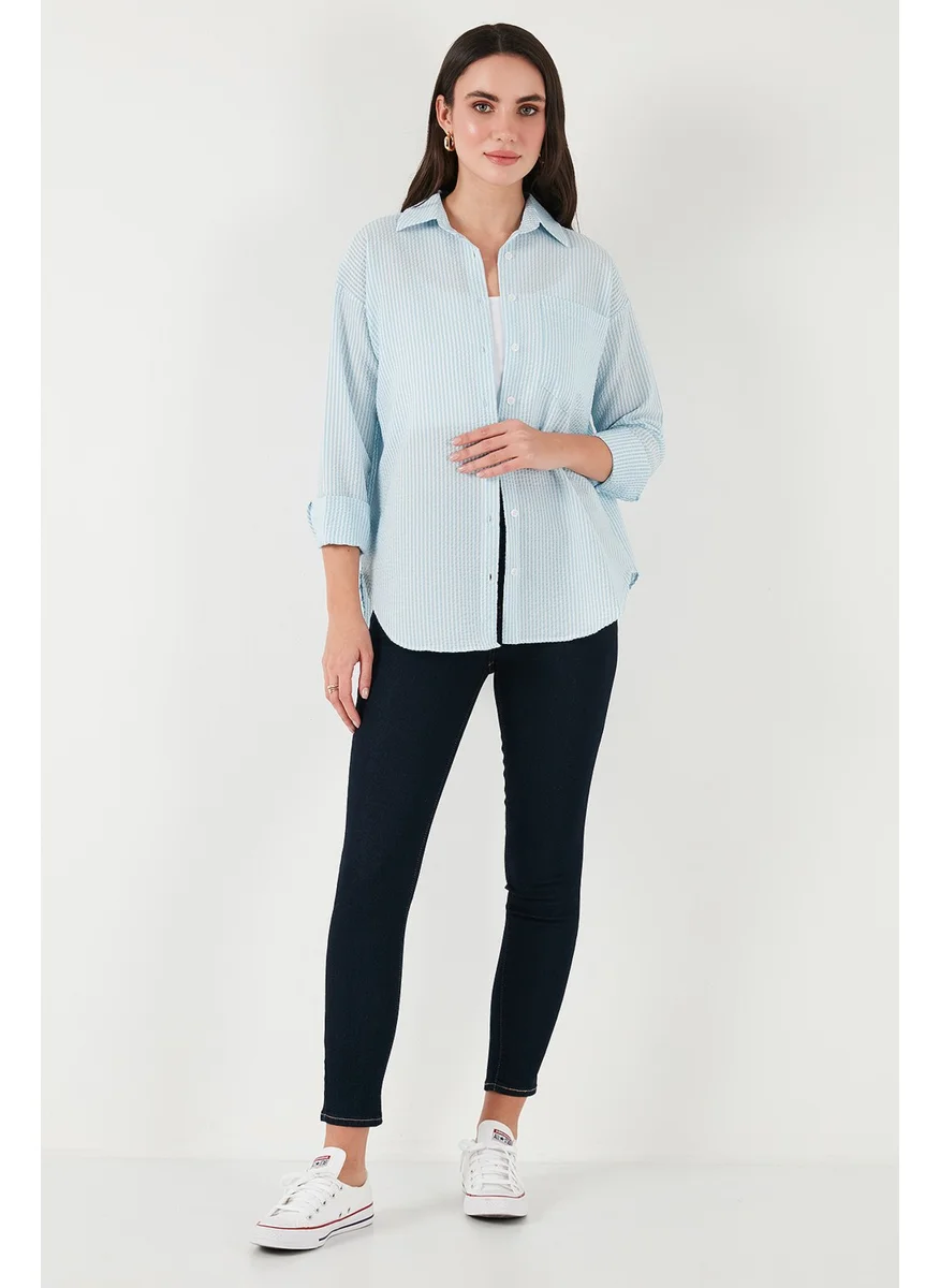 Lela Regular Fit Long Sleeve Pocket Striped Shirt Women's Shirt 6772895