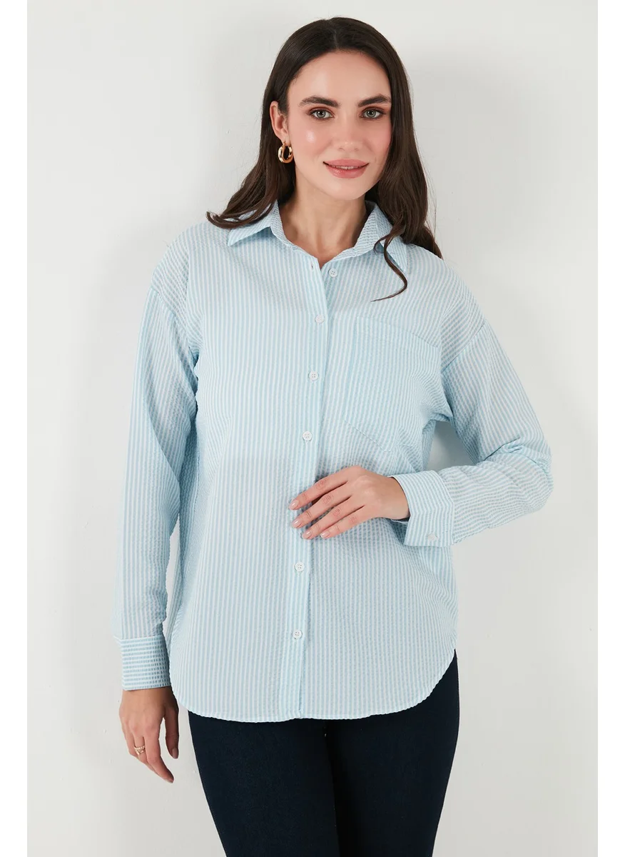 Lela Regular Fit Long Sleeve Pocket Striped Shirt Women's Shirt 6772895