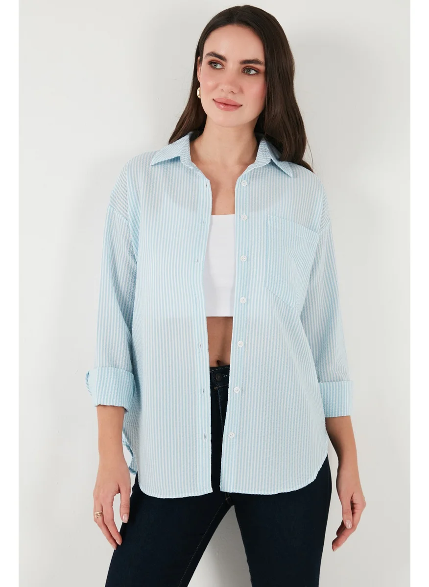 Lela Regular Fit Long Sleeve Pocket Striped Shirt Women's Shirt 6772895