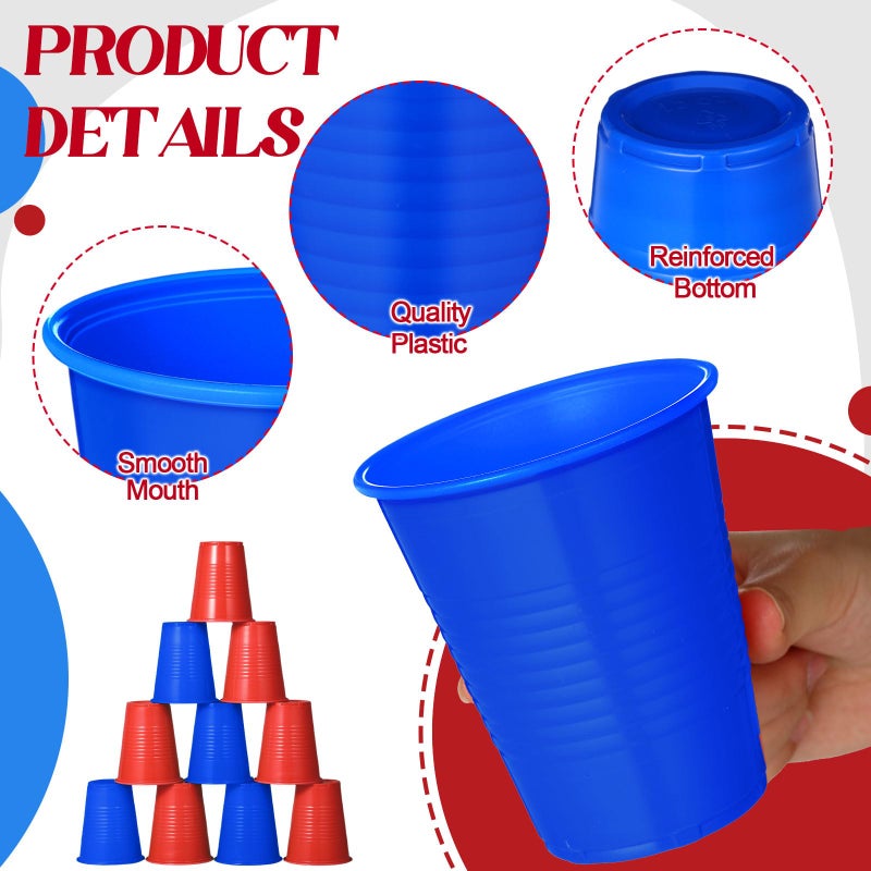 Funnymoom 100 Pcs Red Blue Cup Plastic Cups 12 oz Patriotic Memorial Day Disposable Drinking Beverage Cups Water Cups for Game Birthday Independence Day Democratic Political Party - Image 2