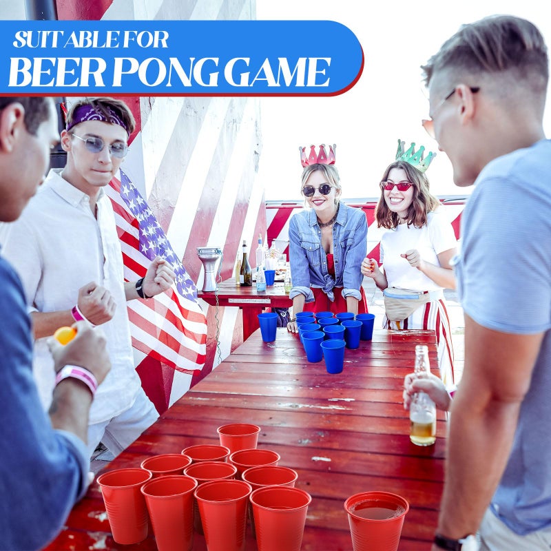 Funnymoom 100 Pcs Red Blue Cup Plastic Cups 12 oz Patriotic Memorial Day Disposable Drinking Beverage Cups Water Cups for Game Birthday Independence Day Democratic Political Party - Image 3