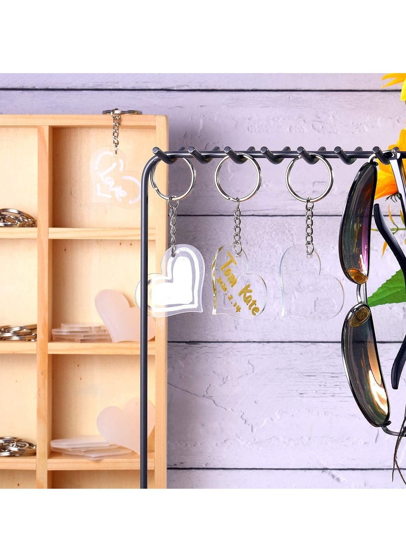 SYOSI 30 Pieces Acrylic Keychain Blanks Heart Clear Acrylic Blanks Shape Plain Acrylic and 30 Pieces Blank Key Chain Metal Key Rings for DIY Projects Crafts Valentine's Day Ornament - Image 2