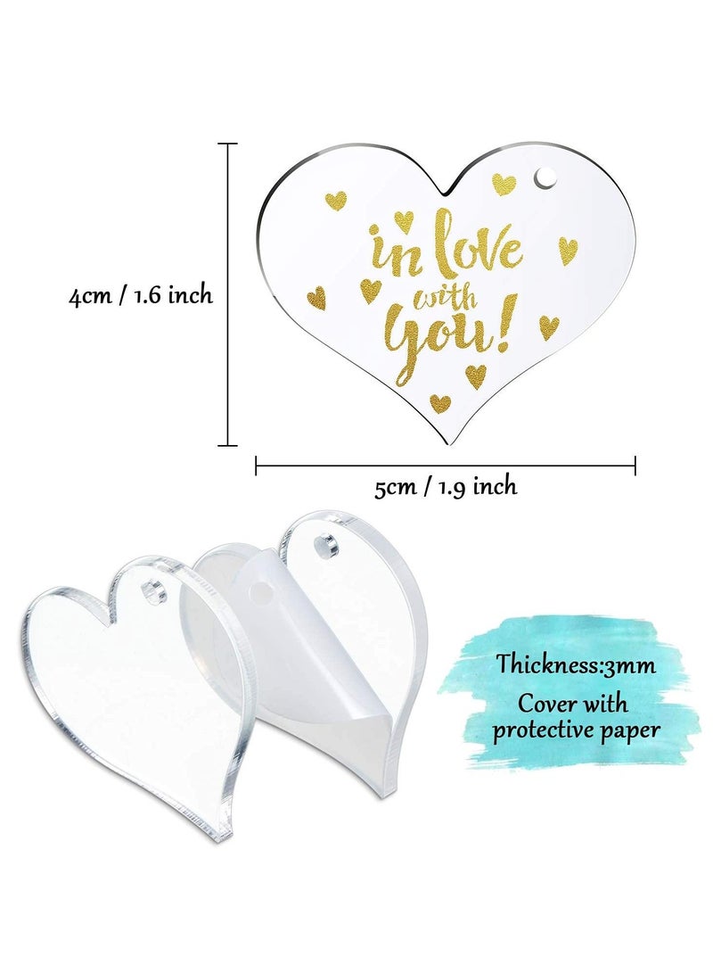 SYOSI 30 Pieces Acrylic Keychain Blanks Heart Clear Acrylic Blanks Shape Plain Acrylic and 30 Pieces Blank Key Chain Metal Key Rings for DIY Projects Crafts Valentine's Day Ornament - Image 3
