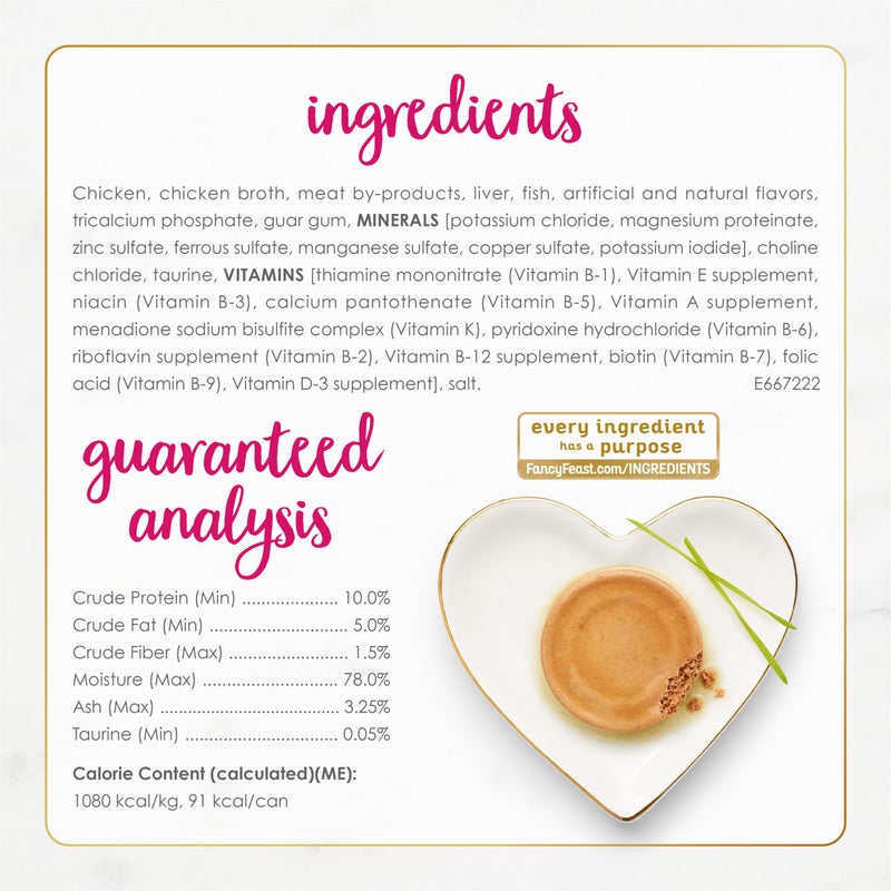 Fancy Feast Purina Fancy Feast Chicken Feast Classic Grain Free Wet Cat Food Pate - (Pack of 24) 3 oz. Cans - Image 5