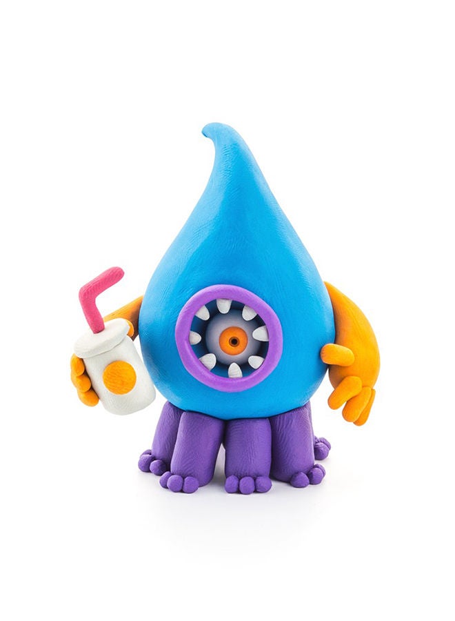 HEY CLAY DIY  Beasts: Yollo, Violet, Fishka Plastic Creative Modelling Air-Dry Clay For Kids 6 Cans - Image 2