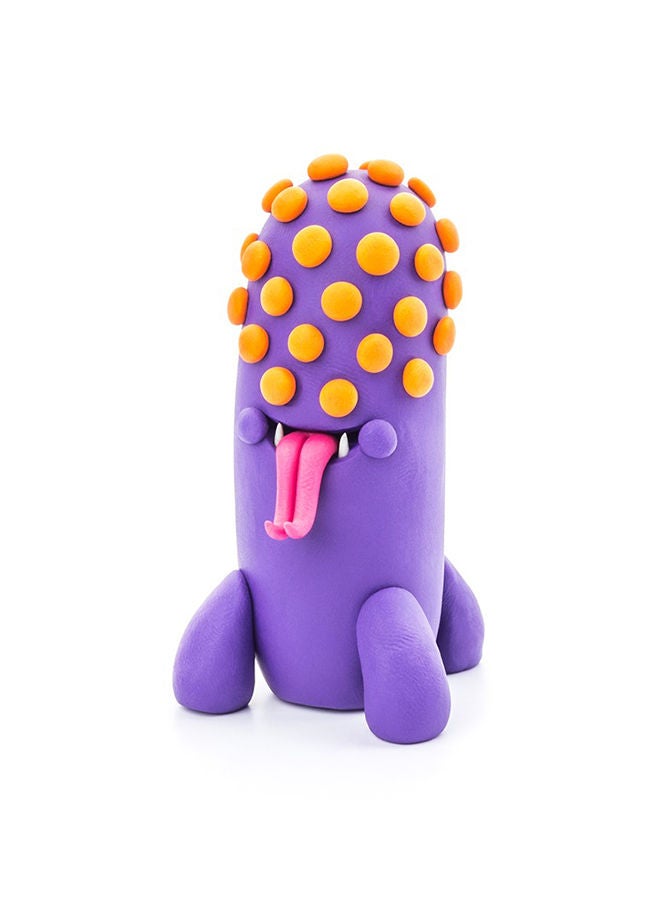 HEY CLAY DIY  Beasts: Yollo, Violet, Fishka Plastic Creative Modelling Air-Dry Clay For Kids 6 Cans - Image 4