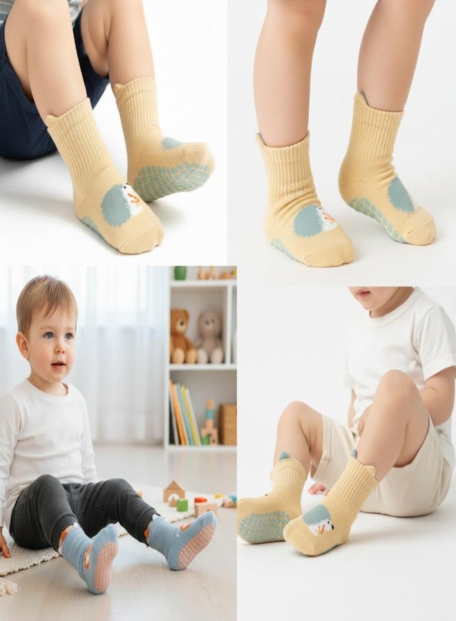Lyonardo Cute Animal Pattern Baby Floor Socks - Soft 100% Cotton Anti-Slip Bottoms for Toddlers and baby boys girls (Pack of 5 Pairs) (IN, Age, 2 Years, 3 Years, MULTICOLOR) - Image 3