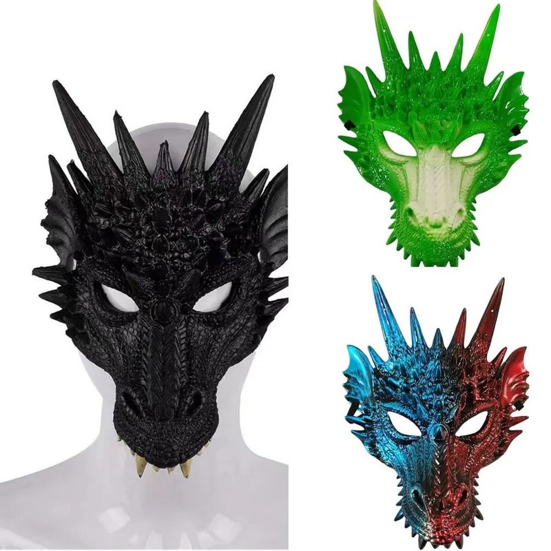 Dragon Mask: Silver Soft Rubber - Adjustable Elastic Strap Cosplay Costume for Halloween Cosplay Events Kids And Adults - Image 2