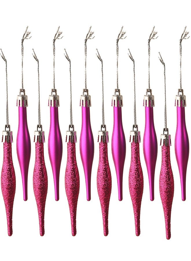 HERZWILD 16Pcs Christmas Droplet Baubles Matte and Glitter Drop Ornaments Christmas Tree Hanging Ornaments for Xmas Holiday Party Decoration Favor(Rose Pink) - Image 1