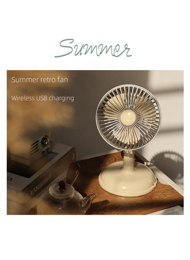 NOVOLAN Portable Desktop Fan Outdoor Fans, 800mah Battery Type C Charging, Quiet Operation, Retro Desktop Design, 90° Vertical Adjustment, Detachable and Washable Mesh Cover, Portable Handle (blue)