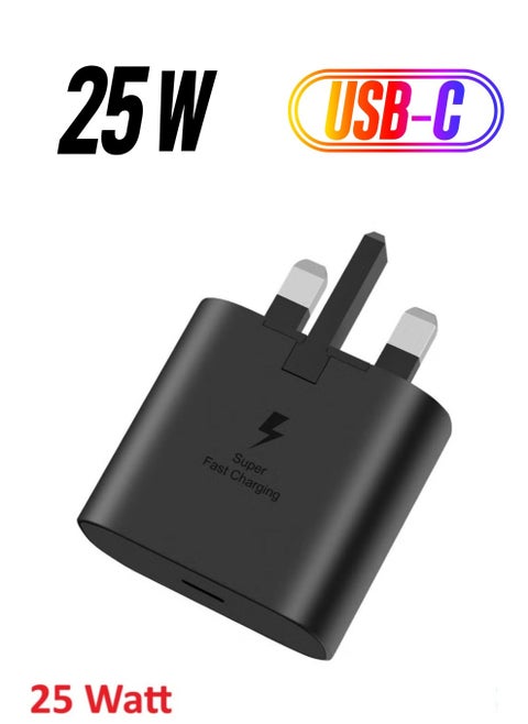 25W USB-C Super Fast Charging PD Charger | Compatible with Samsung Galaxy S25, S24, S23, S22, S21, S20 Ultra, S24+, S23+, S22+, S21+, A53, A15, A54, Galaxy Fold & Flip - Type C Power Adapter (Without Cable)