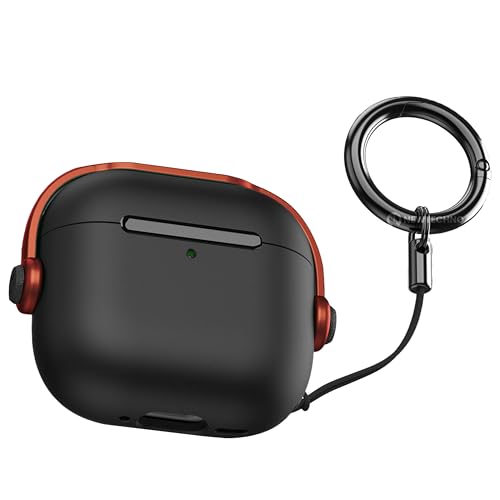 NEWTECHNO Antilost Lid Case Shell for Airpods 4 | Full Protection Case with Lanyard Compatible for Airpods 4 and AirPods 4 with Active Noise Cancellation (ANC) (2024) with carabaner RED - Image 1