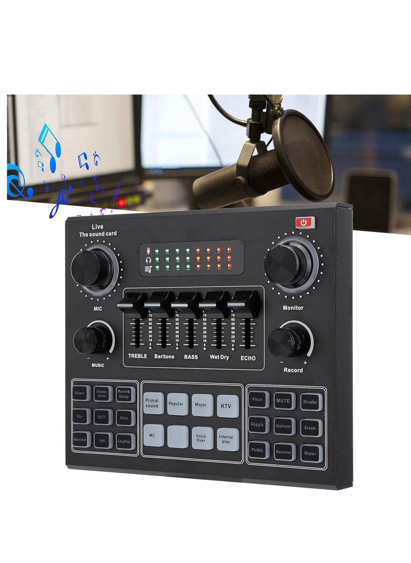 ELTRAZONE Sound Card V9, Live Broadcast Sound Card, External Stereo Audio Mixer Broadcast Metal Frosted Body Easy Operation,Bluetooth Sound Mixer Live Sound Card For Streaming and Games  - Image 4