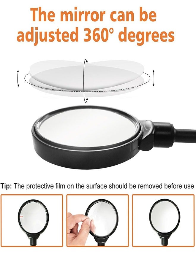 مرآة دراجة 2 قطعة، مرايا خلفية قابلة للتعديل للمقود، مرآة أمان واسعة الزاوية قابلة للدوران 360 درجة للمقود، للدراجات الجبلية والدراجات الهوائية والدراجات النارية الكهربائية (قم بإزالة الفيلم الواقي من المرآة الخلفية قبل الاستخدام). - Image 3