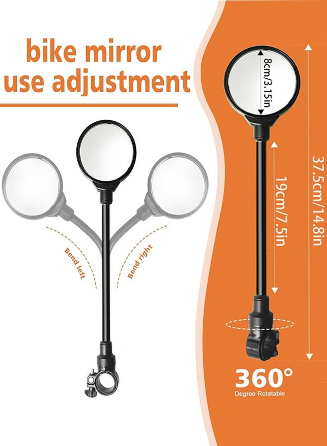 مرآة دراجة 2 قطعة، مرايا خلفية قابلة للتعديل للمقود، مرآة أمان واسعة الزاوية قابلة للدوران 360 درجة للمقود، للدراجات الجبلية والدراجات الهوائية والدراجات النارية الكهربائية (قم بإزالة الفيلم الواقي من المرآة الخلفية قبل الاستخدام). - Image 2