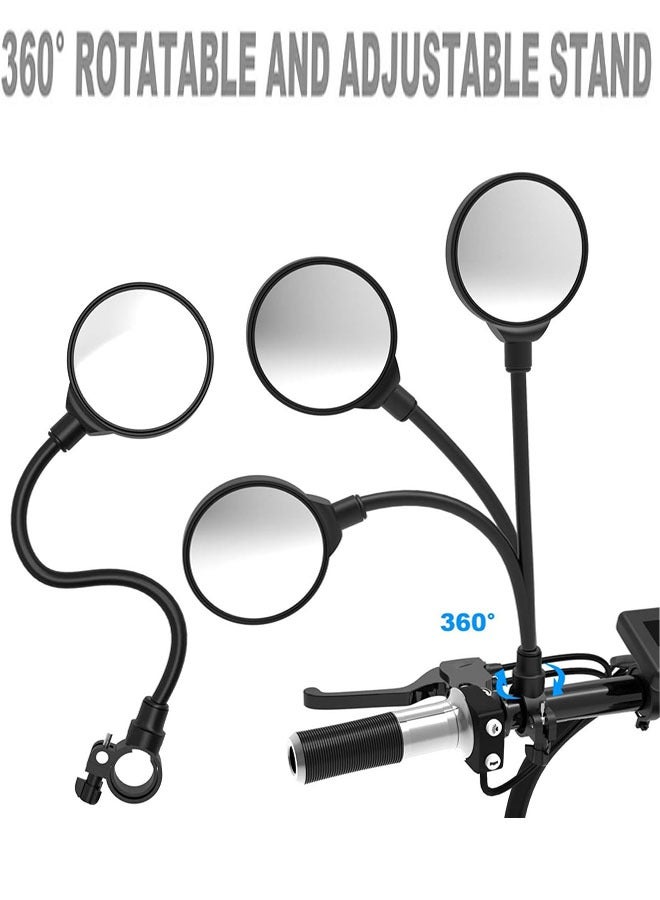 مرآة دراجة 2 قطعة، مرايا خلفية قابلة للتعديل للمقود، مرآة أمان واسعة الزاوية قابلة للدوران 360 درجة للمقود، للدراجات الجبلية والدراجات الهوائية والدراجات النارية الكهربائية (قم بإزالة الفيلم الواقي من المرآة الخلفية قبل الاستخدام). - Image 5