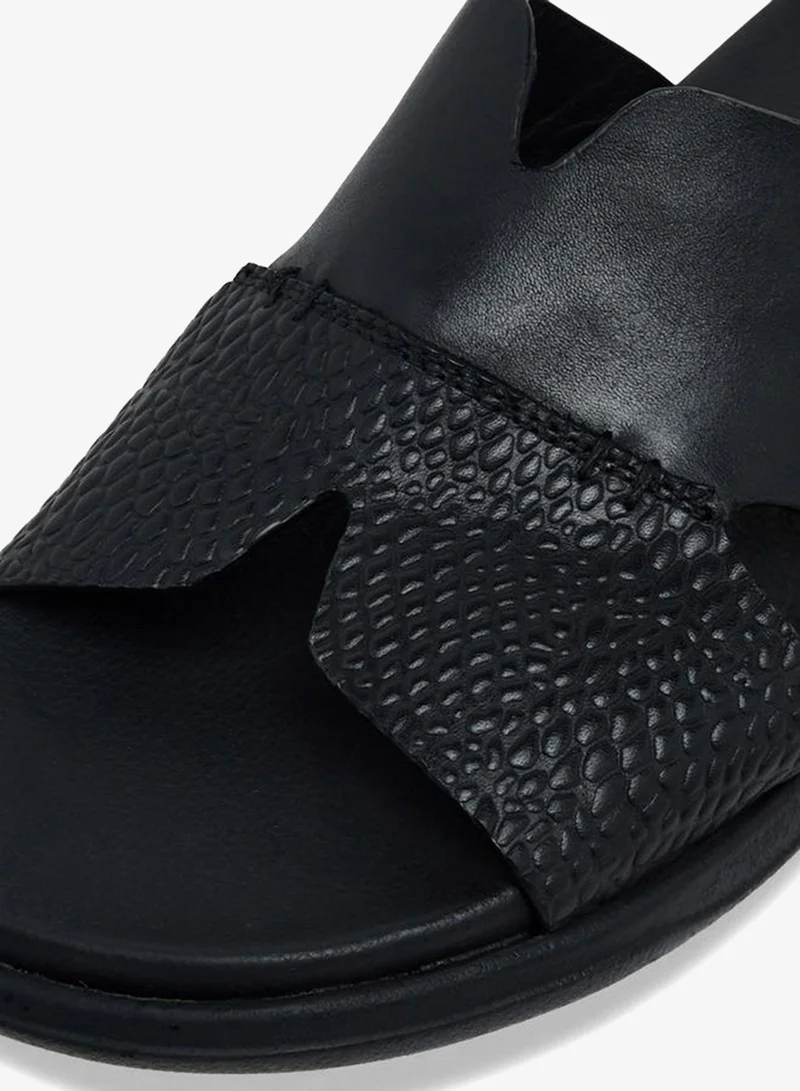 DUCHINI BLACK Men Leather Comfort Sandals for Men | Best Price UAE