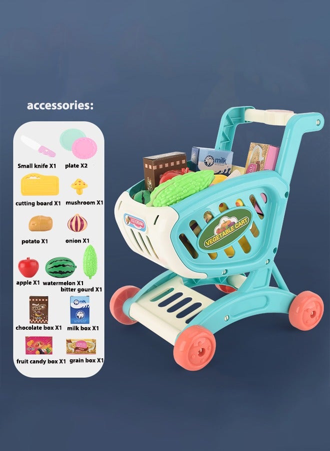 Simulated shopping cart toys, children's trolley toys, shopping cart simulators, fun accessories, perfect choice for toys and role playing, children's toys (blue)  - Image 3