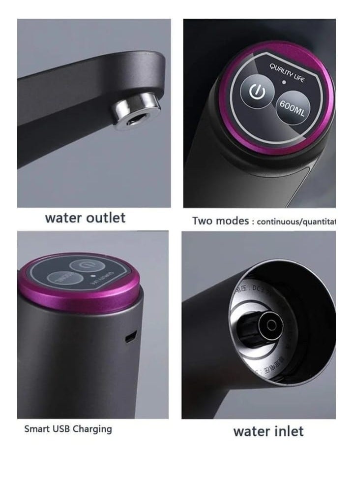 Shopping Point Water Dispenser Pump for 5 Gallon Bottle, USB Rechargeable Electric Water Bottle Pump Dispenser Portable Drinking Water Pump for Home Camping Office Universal 1-5 Gallon Bottle - Black - Image 3