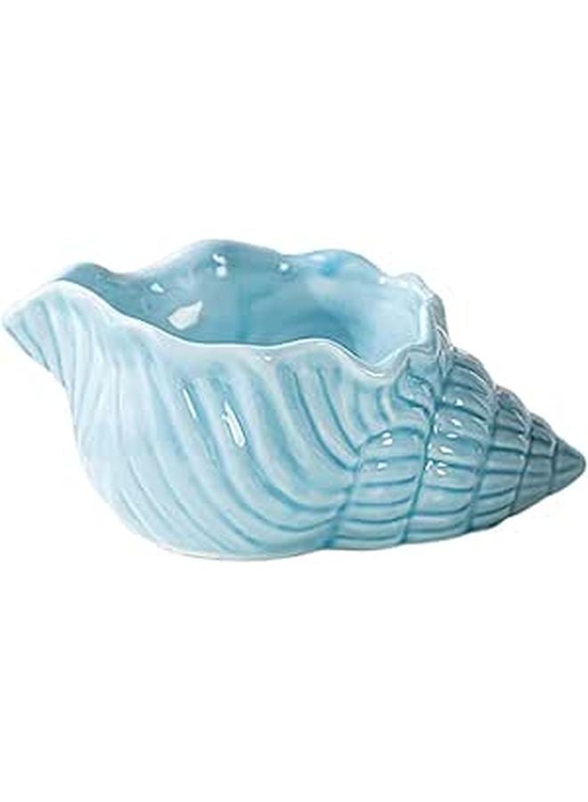 Blue Ceramic Conch Ashtray Smooth Surface Nautical Smoking Accessory for Home Living Room - Image 1