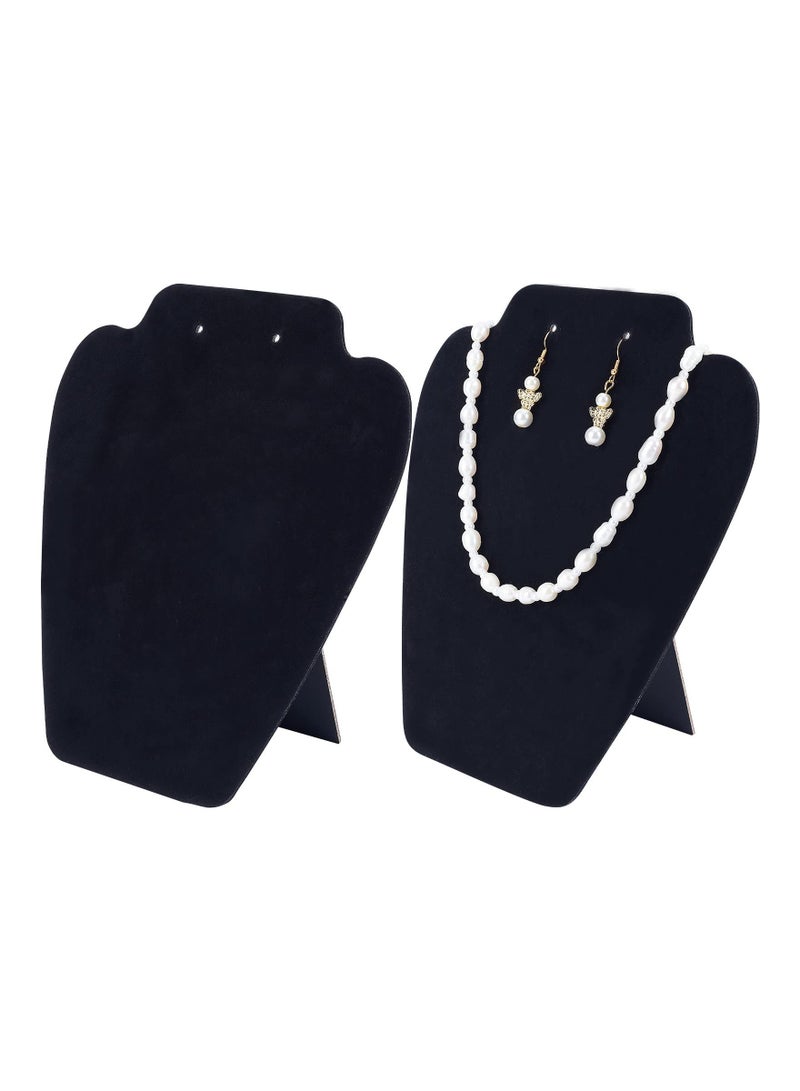 حامل المجوهرات المصنوع من المخمل - 2 قطعة، حامل أقراط وعقود باللون الأسود، منظم تركيب ثلاثي الأبعاد لتعليق المعلقات والسلاسل - Image 1