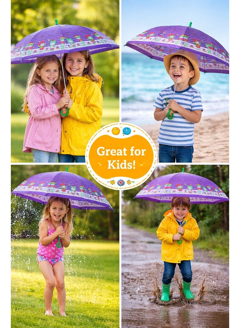 Educational & Fun Kids' Umbrella with Cartoon Graphics - Safe & Lightweight Protection from Rain and Sun.