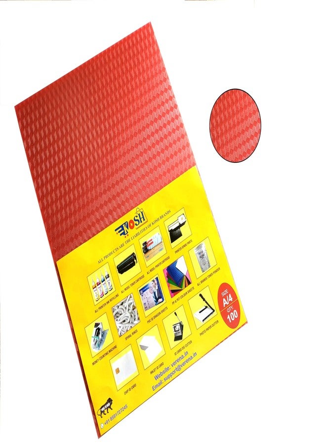أوراق تجليد الكتب الحلزونية من مادة PVC من كوش، مقاس A/4 (مجموعة من 100 ورقة، لون أحمر شفاف)