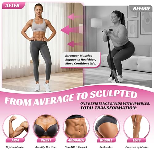 HOXWC Upgraded Multifunction Pedal Resistance Band with Handle, 50LBS Thickened Resistance Bands for Core/ABS, Arm, Waist, Abdomen, Leg Workout, Portable Sit Up Exercise Equipment for Women - Image 2