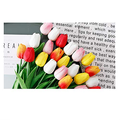 SHINE-CO LIGHTING Artificial Tulips 10Pcs Real Touch Fake Tulips PU Flower Arrangement Bouquets for Home Party Decoration (Orange) - Image 5