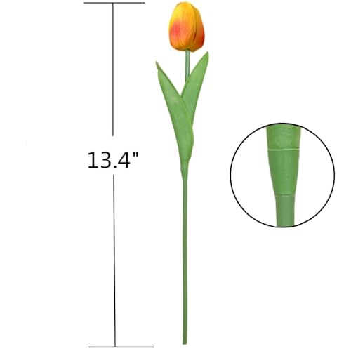 SHINE-CO LIGHTING Artificial Tulips 10Pcs Real Touch Fake Tulips PU Flower Arrangement Bouquets for Home Party Decoration (Orange) - Image 4