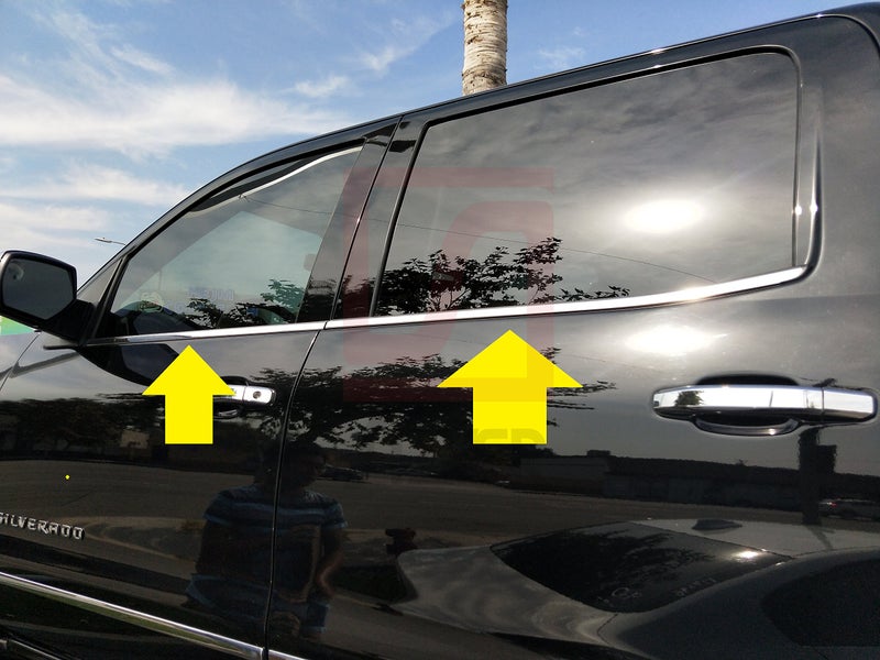 Sizver Polished Stainless Steel Window Sills Trims For 20142018 Chevy Silverado 1500 Crew 4DR GMC Sierra 15002500HD3500HD