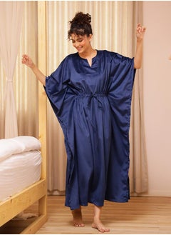sanskrutihomes Velvet Notch Neck Kaftan Nightdress with Ruched Detail by Styli  - Image 3