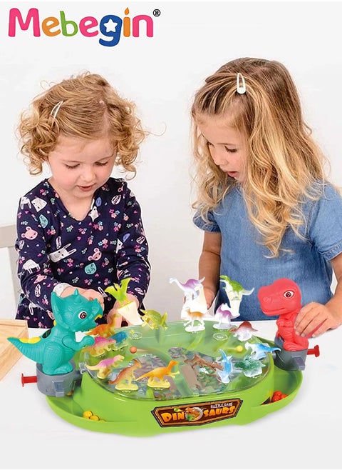Dinosaur Shooting Kit with 20 Marbles and 16 Dinosaur Targets, Safe Fun Dinosaur Battle Game, Interactive Slingshot Game, 2-Player Puzzle Toy for Kids Aged 3+, Easy to Play