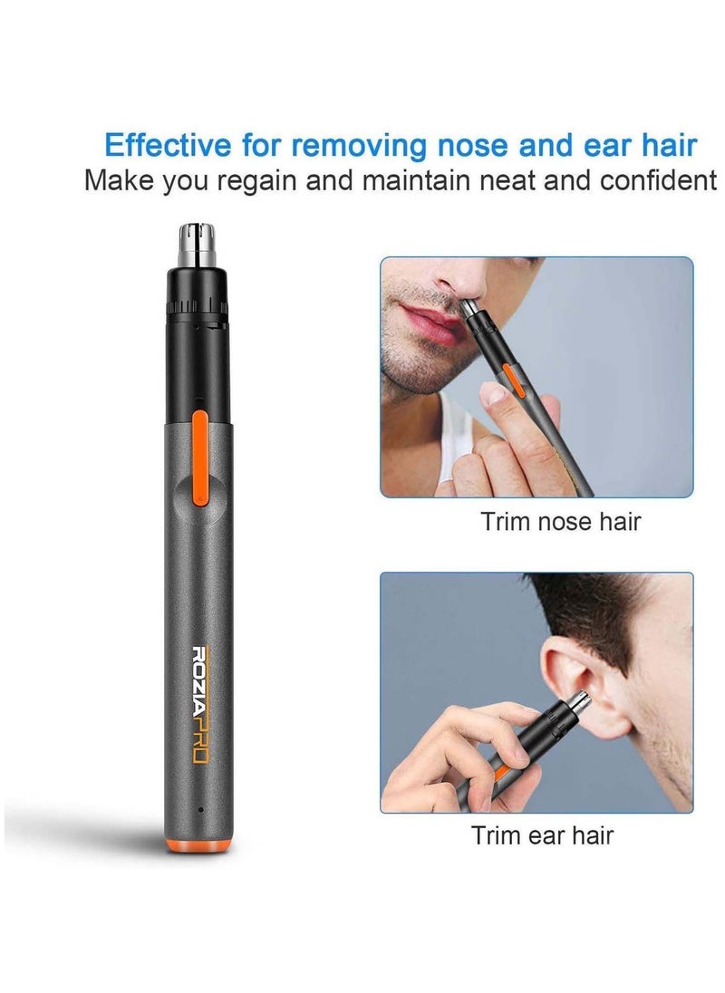 SYOSI Nose Trimmer Electric Nose Ear Hair Trimmer for Men and Women Rechargeable, Edge Painless Trimming Mini Shaves Neck, Ear, and Nose Hairs, Trimmer for eyebrows and sideburns (Silver)  - Image 3