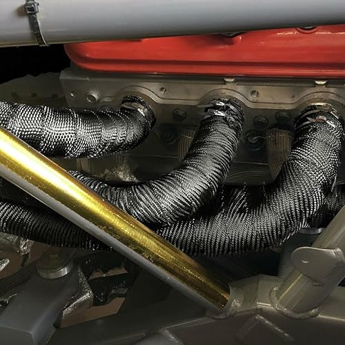 Design Engineering غطاء حراري من التيتانيوم الأسود بتقنية صخور الحمم - 2" × 50' - شريط غطاء العادم المرن لأنابيب العادم، يتحمل حرارة مباشرة تصل إلى 1800°F وحرارة متقطعة تصل إلى 2500°F - Image 5