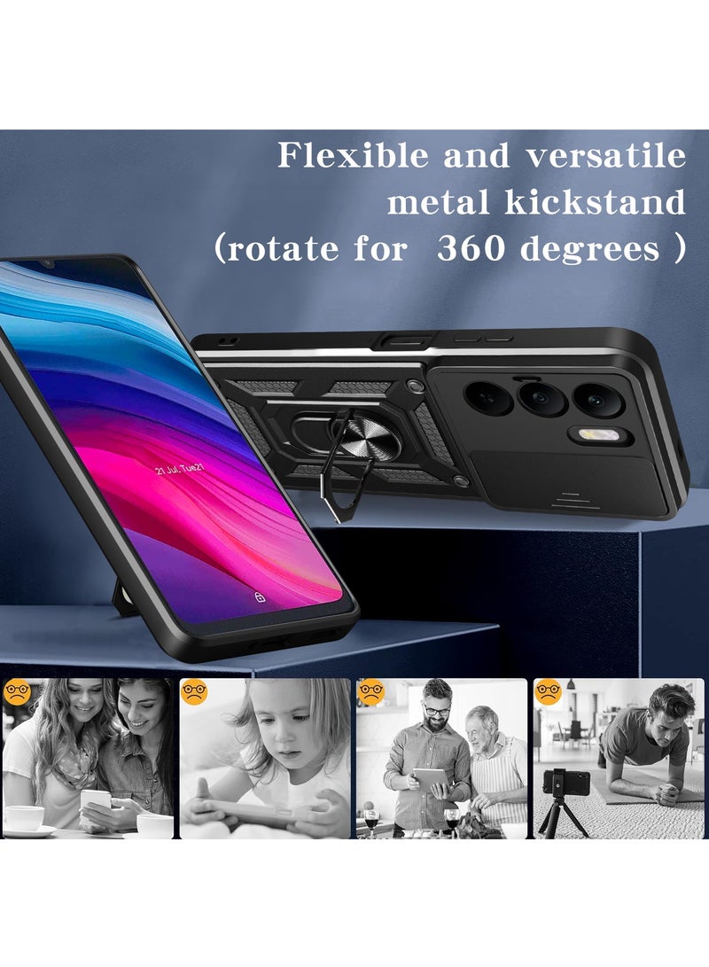 Phone Cover for Realme C75/ Realme C75x 4G with Slide Camera Cover Drop Protective Phone Case with Magnetic Car Mount Holder - Image 4