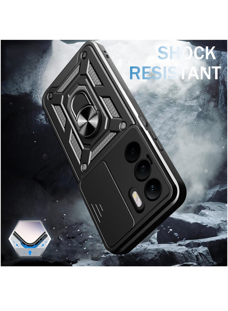 Phone Cover for Realme C75/ Realme C75x 4G with Slide Camera Cover Drop Protective Phone Case with Magnetic Car Mount Holder - Image 2