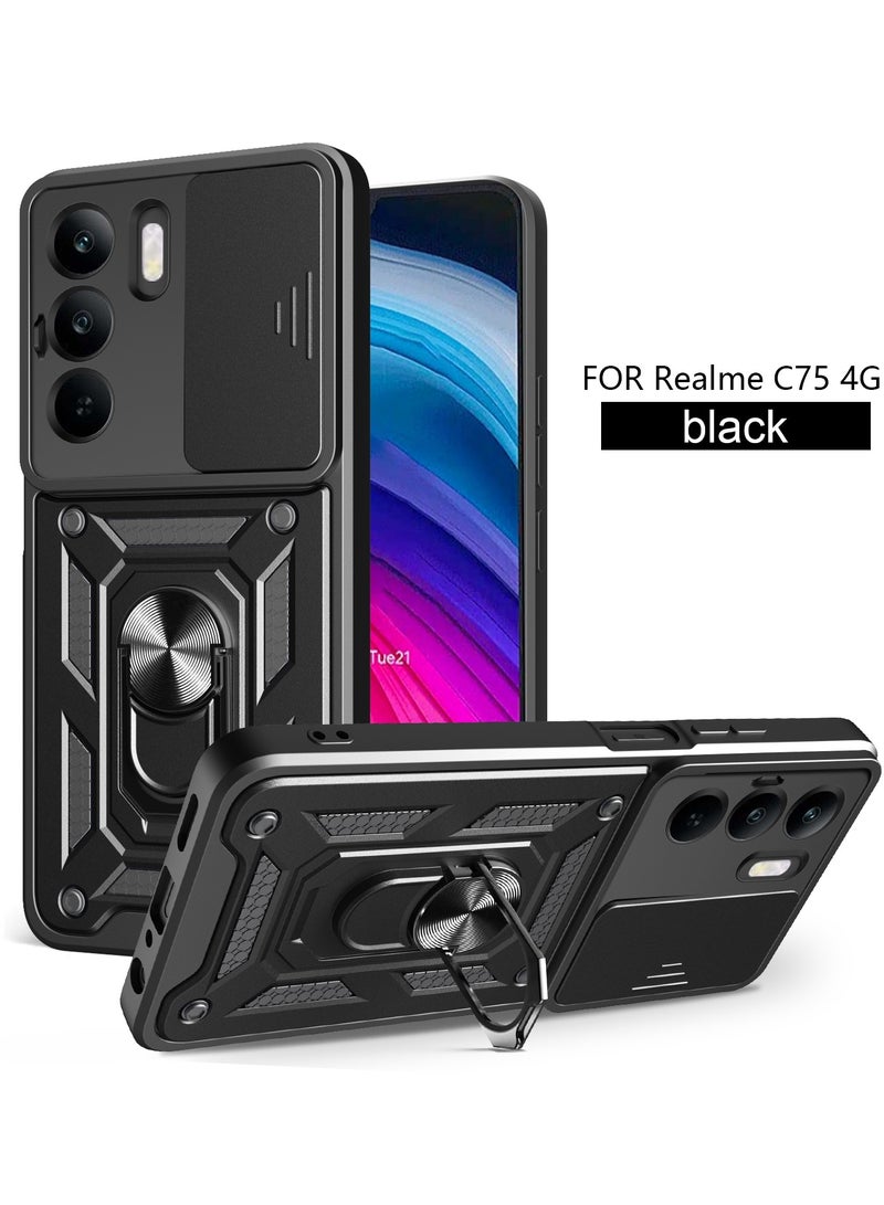 Phone Cover for Realme C75/ Realme C75x 4G with Slide Camera Cover Drop Protective Phone Case with Magnetic Car Mount Holder - Image 1