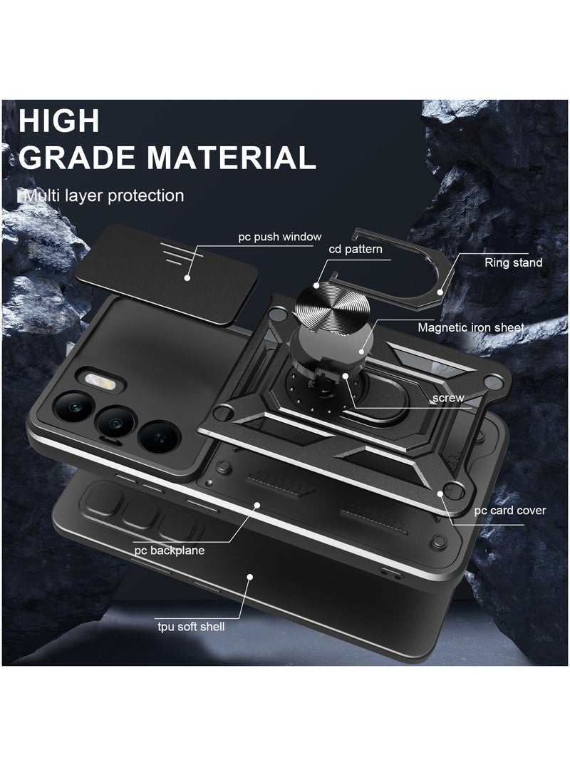 Phone Cover for Realme C75/ Realme C75x 4G with Slide Camera Cover Drop Protective Phone Case with Magnetic Car Mount Holder - Image 5