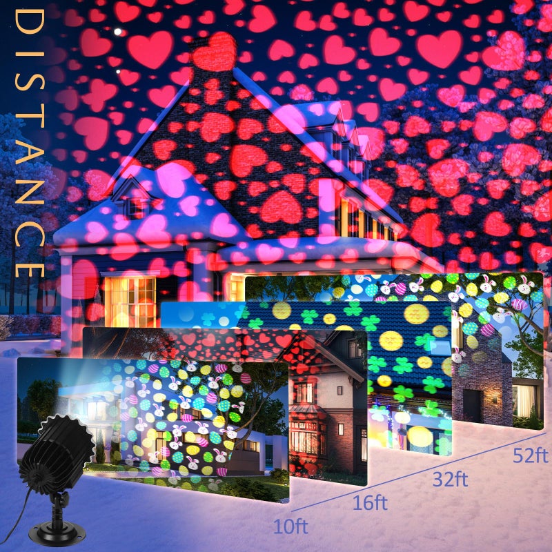 Lingvee Valentine Projector Light with 3 Film Slides Holiday LED Projector Lights for Valentine's Day St. Patrick's Day Easter Outdoor Waterproof Landscape Decorative Lighting Irish Easter Party Decor - Image 2