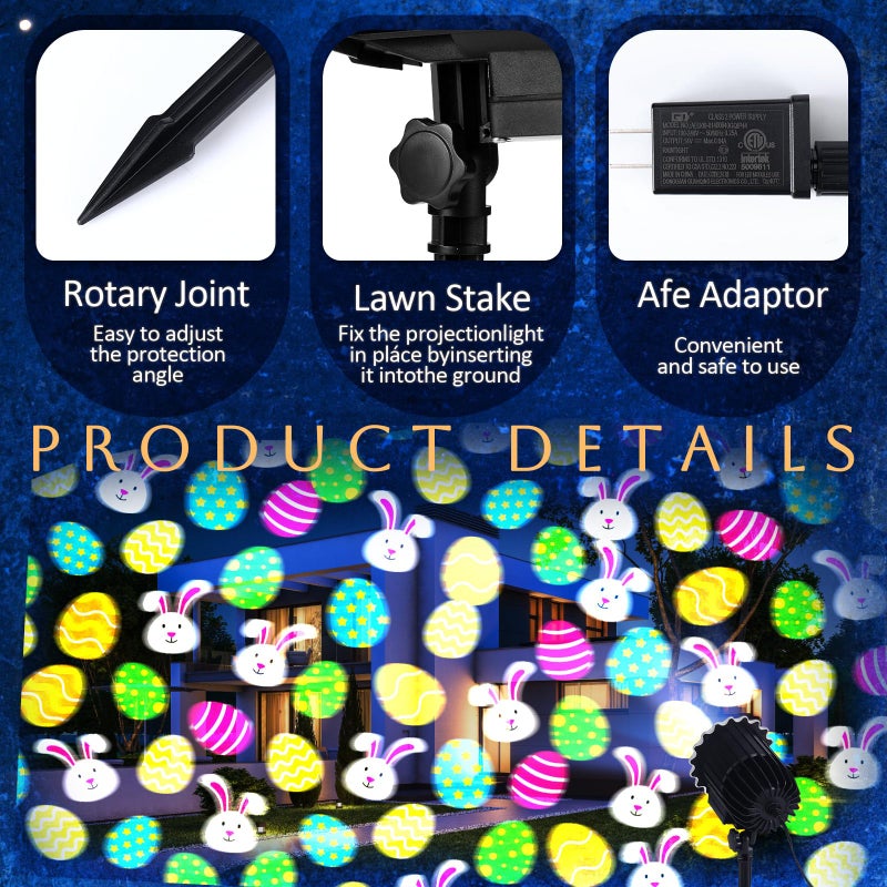 Lingvee Valentine Projector Light with 3 Film Slides Holiday LED Projector Lights for Valentine's Day St. Patrick's Day Easter Outdoor Waterproof Landscape Decorative Lighting Irish Easter Party Decor - Image 4